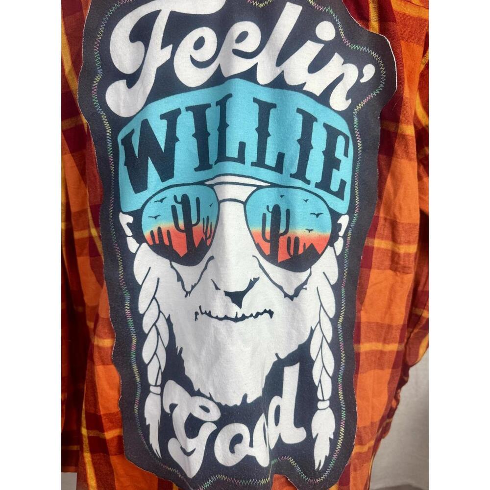 april 25th flannels feelin willie good time and tru plaid shirt upcycled grunge